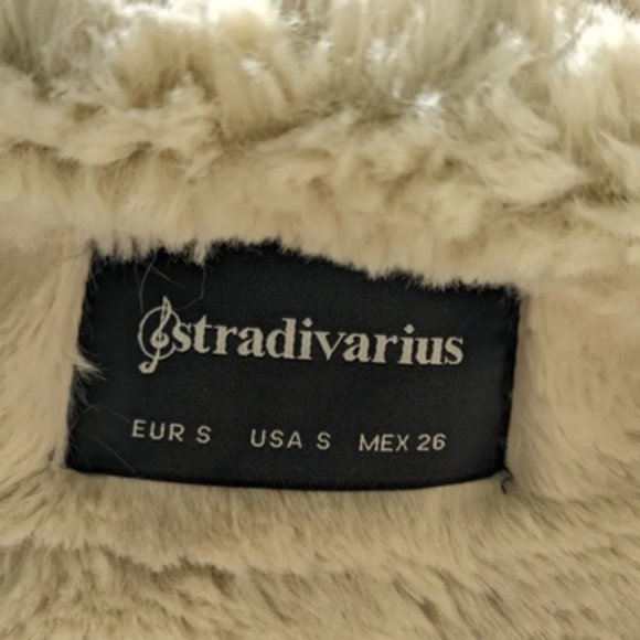 Faux fur beige/cream moto jacket Stradivarius - NEW - Picture 7 of 7
